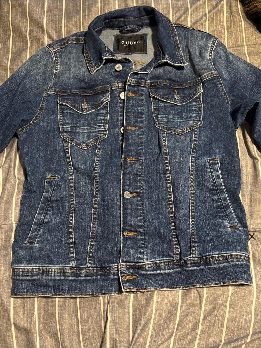 GUESS Men's Blue Denim Button-Up Jacket